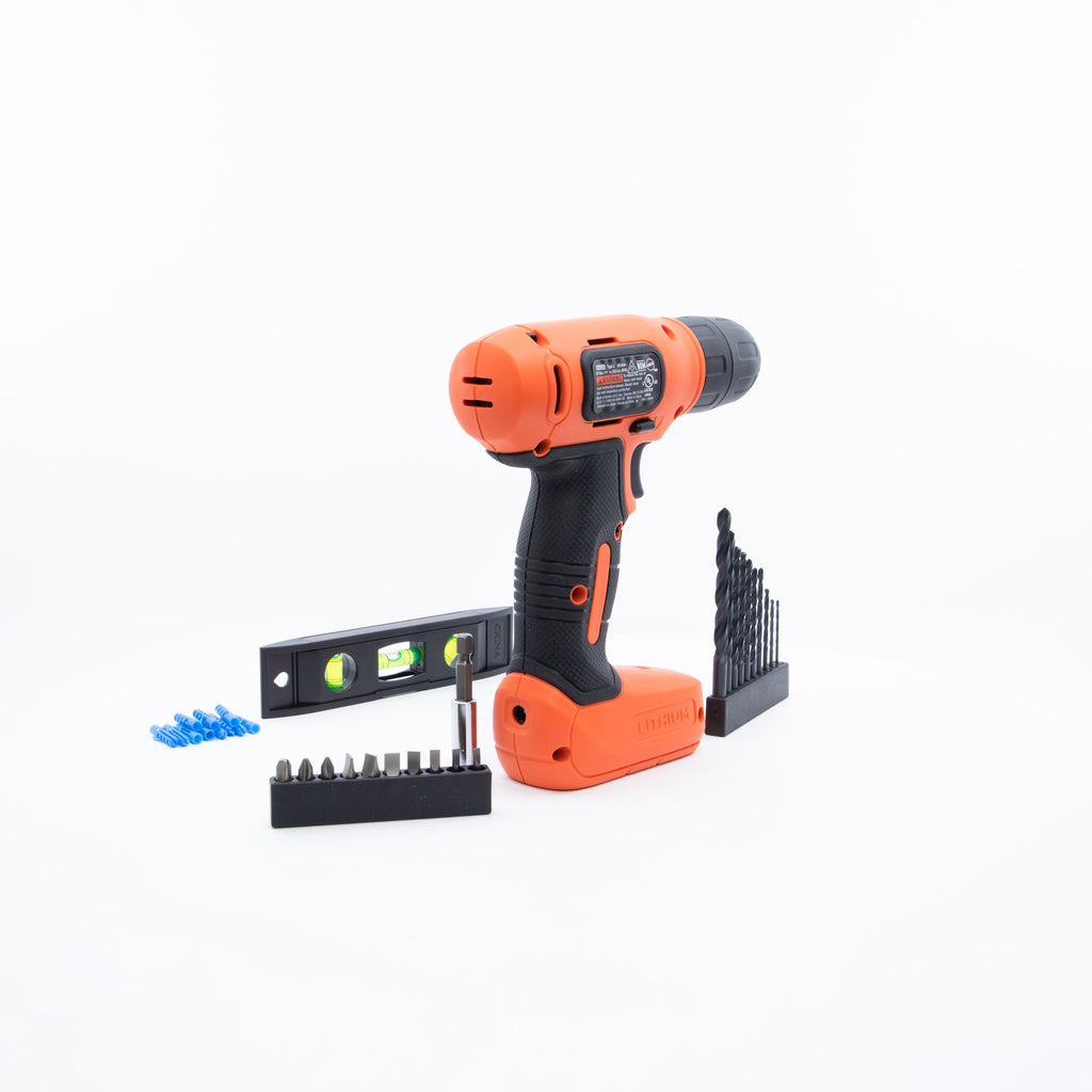 8V MAX* Cordless Drill + 43 Pc. Home Decor Project Kit