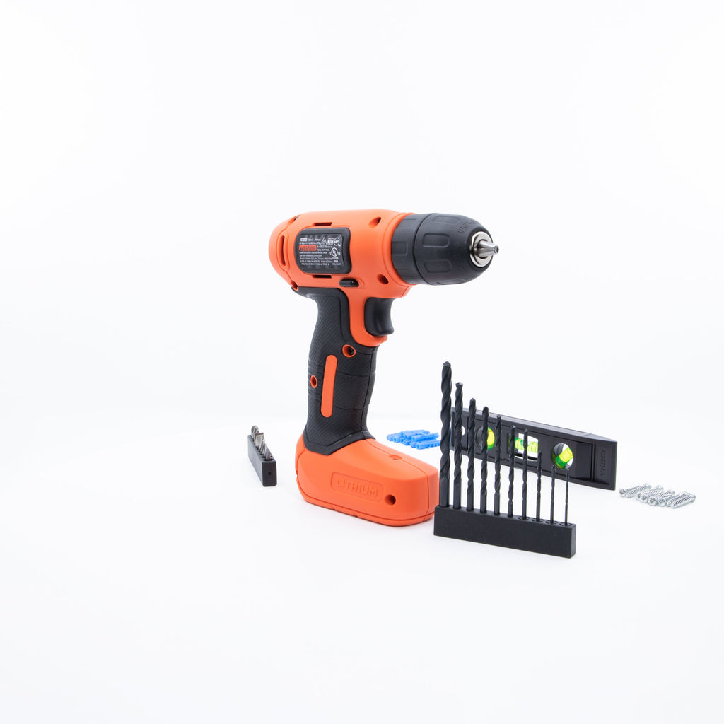 8V MAX* Cordless Drill + 43 Pc. Home Decor Project Kit