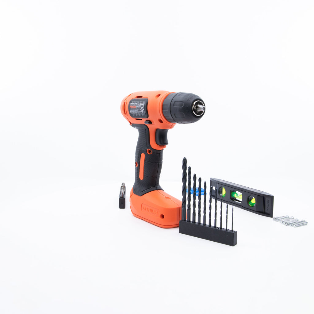 8V MAX* Cordless Drill + 43 Pc. Home Decor Project Kit