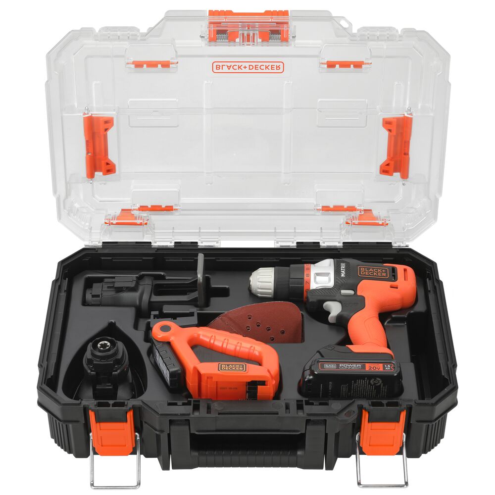 20V MAX *POWERCONNECT? MATRIX? Cordless Drill with 4-Piece Power Tool Combo Kit and Storage Case, Battery and Charger Included